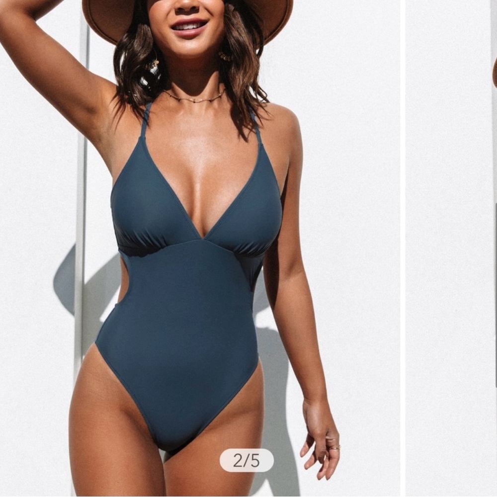 Elegant Blue One-Piece Swimsuit